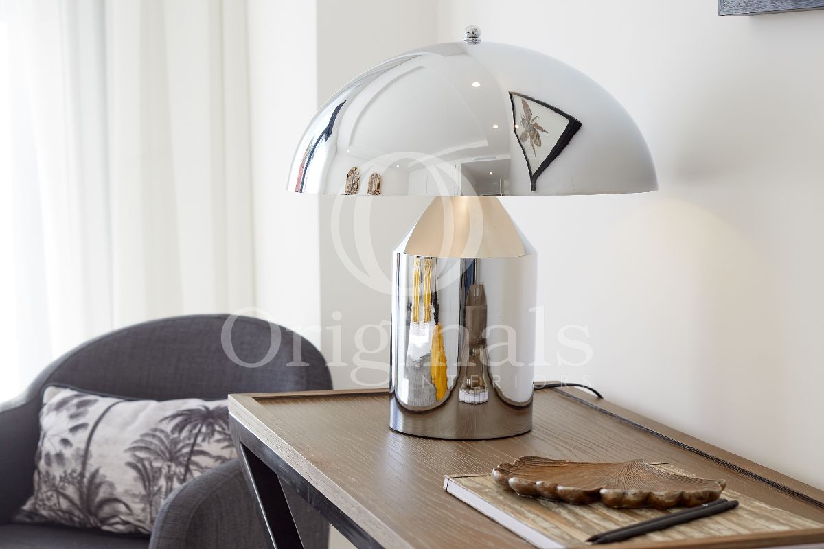 Black Designer lamp on little cupboard - Originals Interiors