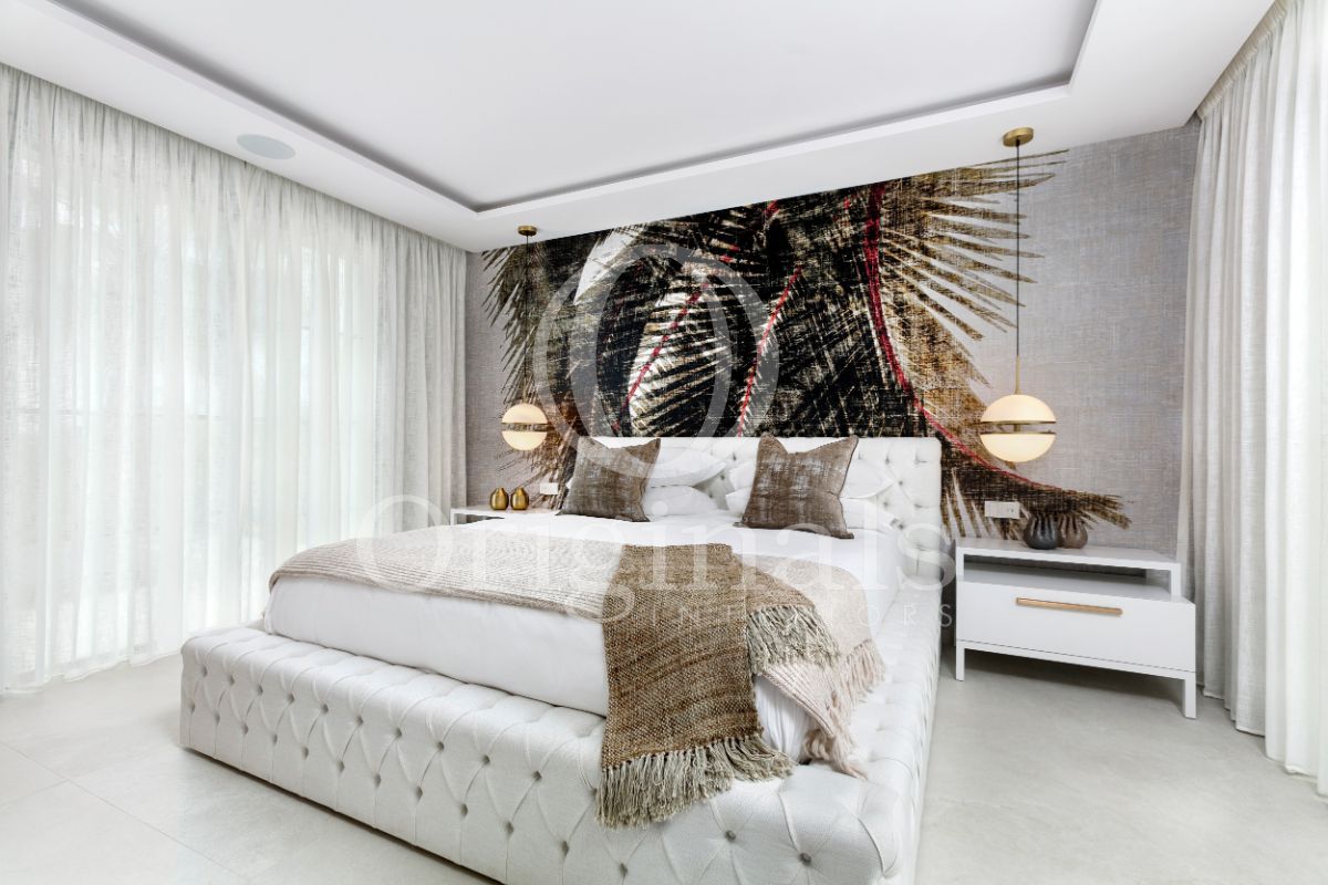 Luxury Bedroom with jungle palm tree background - Originals Interior